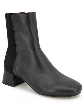 Gentle Souls By Kenneth Cole Eileen Black Leather Mid-Block Heel Ankle Boots